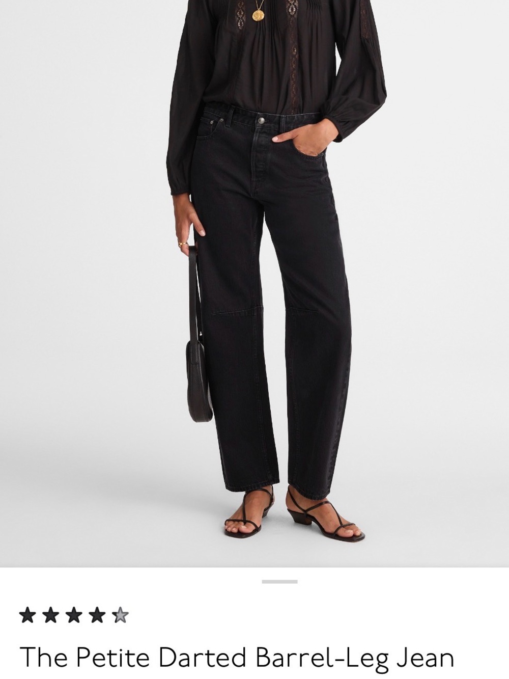 Madewell Petite Darted Barrel Jeans in Washed Black